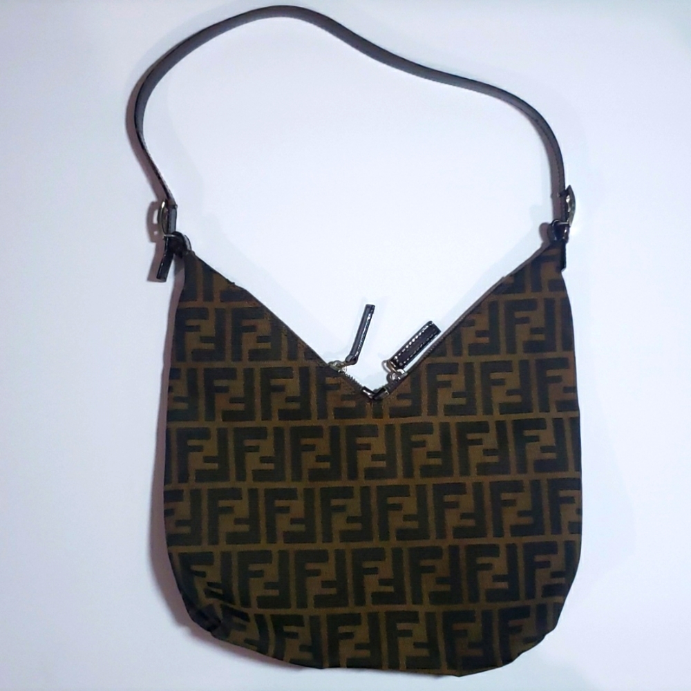 Fendi Vintage Zucca pattern double zipper bag
